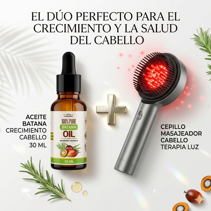 Cepillo Masajeador de Terapia de LUZ + Aceite de BATANA