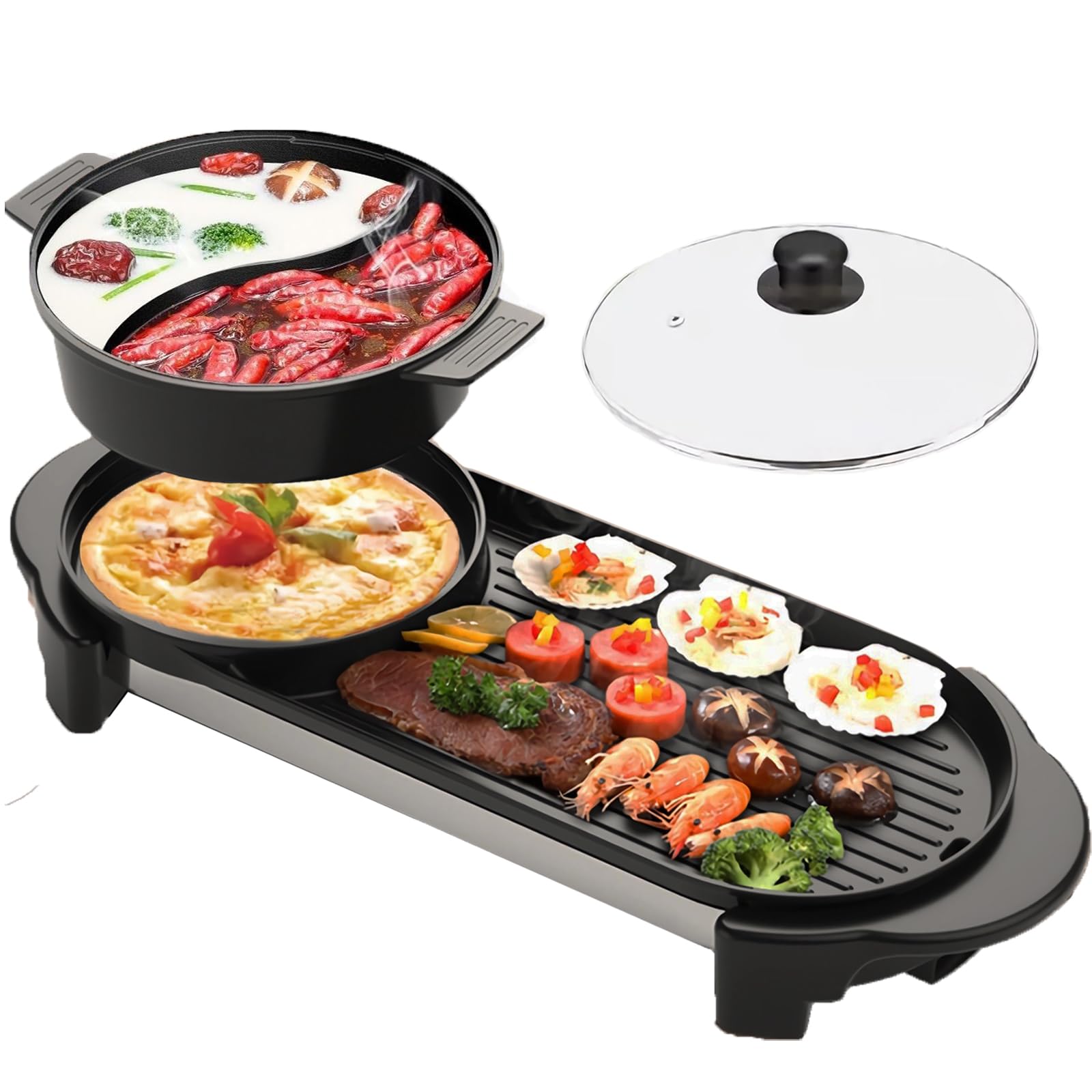 Olla Eléctrica 2 en 1 Parrilla + Hot Pot RAF 1800W