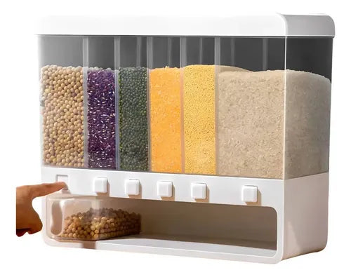 Dispensador de granos con 6 divisores